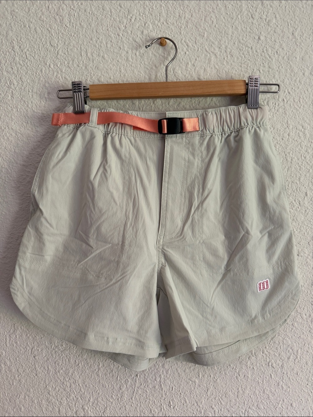 Topo Designs Light Gray Athletic Shorts with Coral Belt